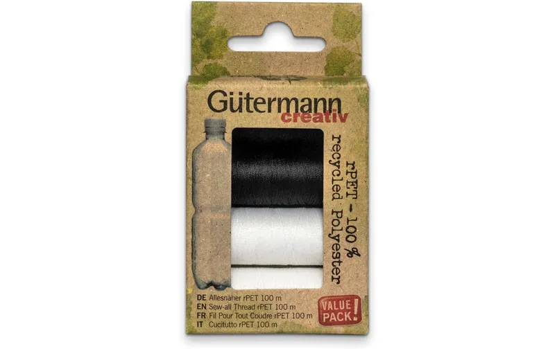 Gütermann Nähgarn-Set Allesnäher rPET S&W 4 pezzi, multicolore