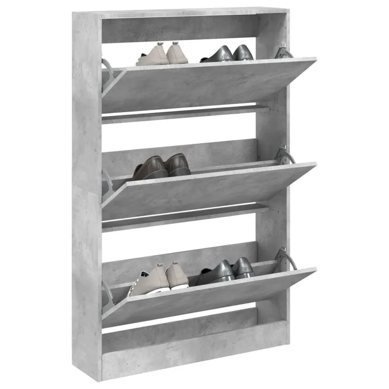 Armoire à chaussures gris béton 80x21x125,5cm bois d'ingénierie