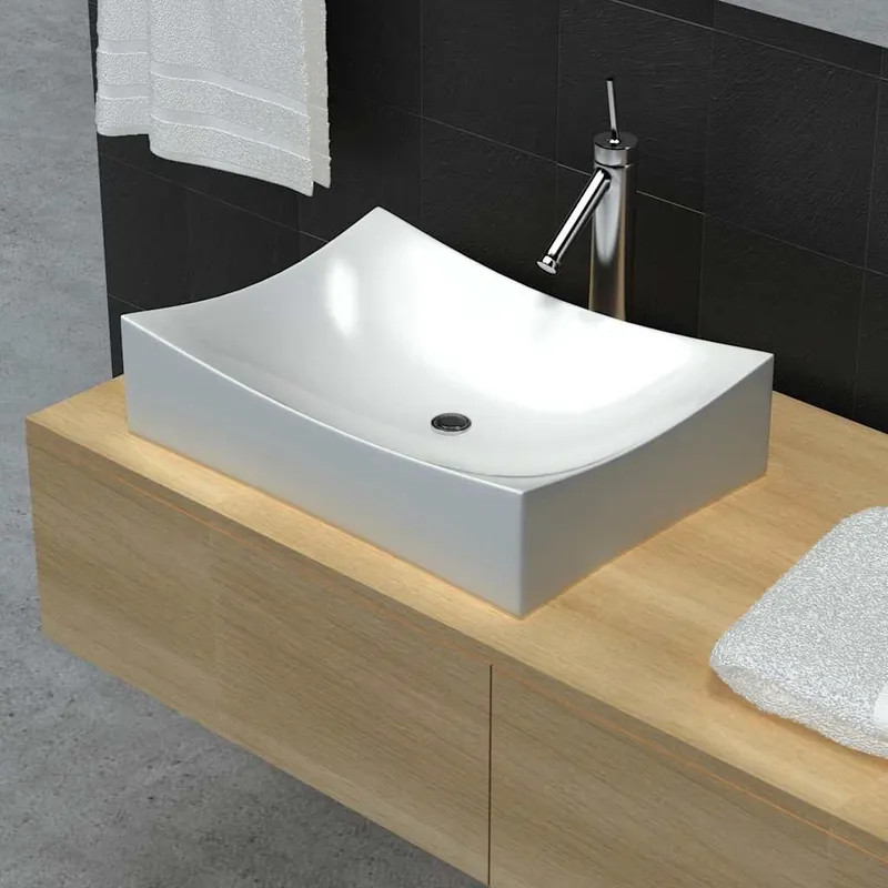 Keramik Porzellan Waschtisch Waschbecken Hochglanz white