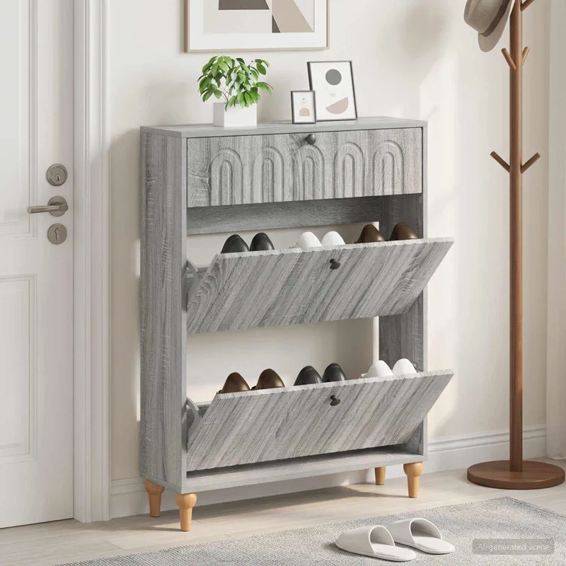 Schuhschrank ALKMAAR 78 x 24 x 103 cm Holzwerkstoff Sonoma-Grau