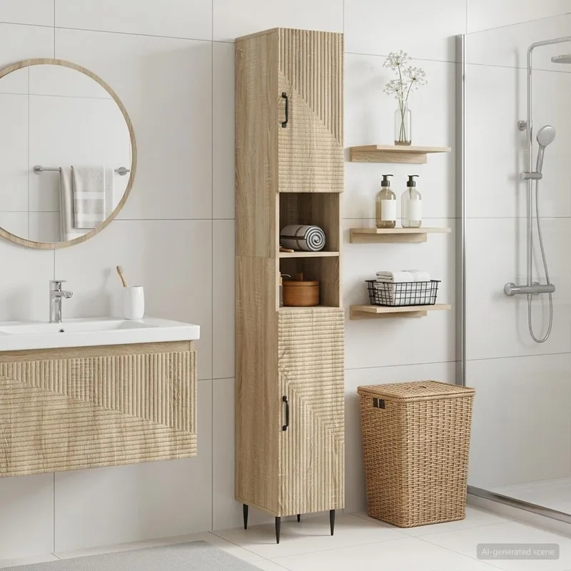 Badezimmerschrank mit offenem Regal HAARLEM Sonoma-Eiche