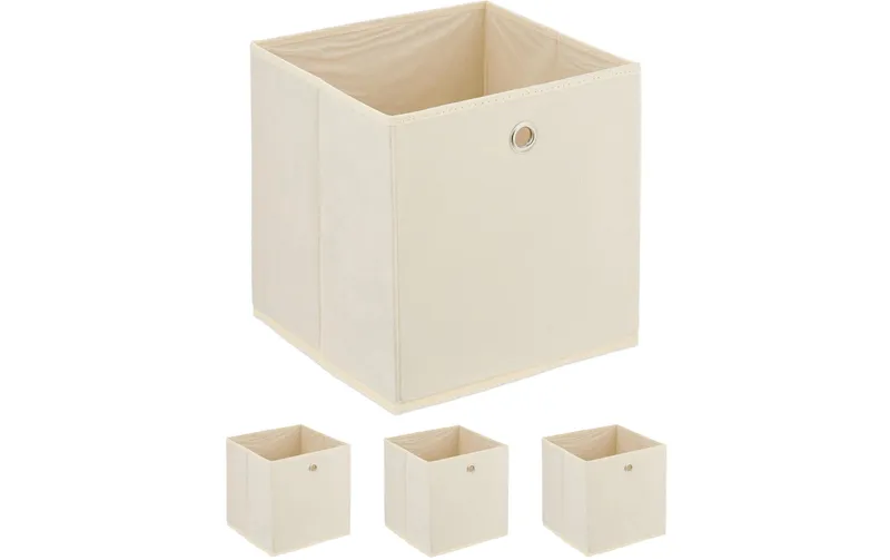 relaxdays Aufbewahrungsbox 4er Set Creme