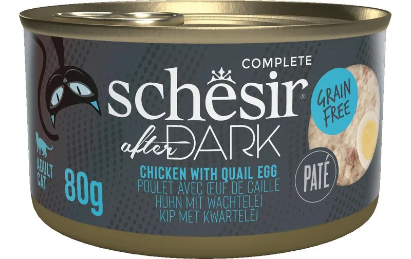 Schesir Nassfutter after Dark Complete Paté Huhn con Wachtelei, 80 g