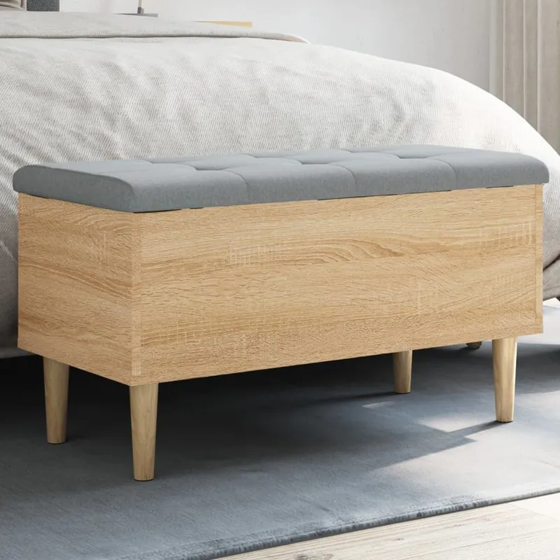 Sedia a banco con spazio di stoccaggio in noce Sonoma 82x42x46 cm Materiale legno composto