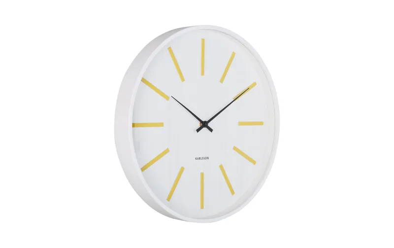 KARLSSON Wanduhr Arruga Retro 40 cm, Weiss/Zitronengelb