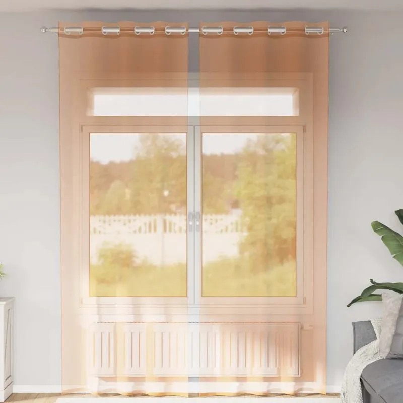 Voile Vorhänge mit Ösen 2 Stk. Terrakotta
