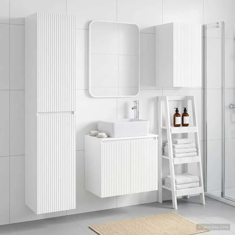 Badezimmermöbel-Set 3 stk. Hochglanz bianco 33 x 34,5 x 160 cm