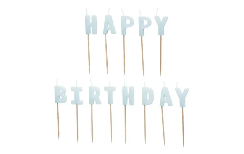 Partydeco Kerze Happy Birthday, Hellblau, H 2.5 cm, 13 pieces