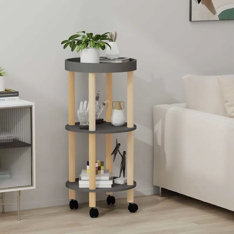 Servierwagen 3 Etagen grigio 38x38x82cm derivato del legno Kiefernholz