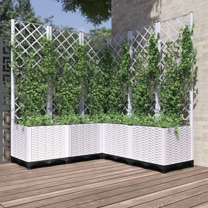 vaso mit Rankgitter bianco 120x120x136 cm PP