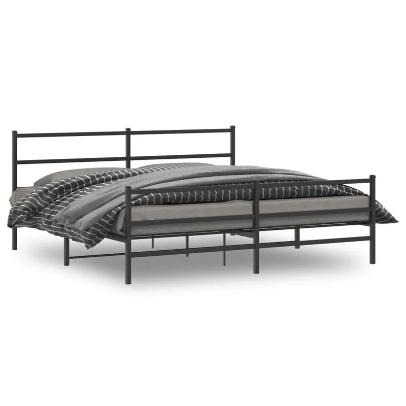 struttura letto con testiera e pediera metallo nero 180x200 cm