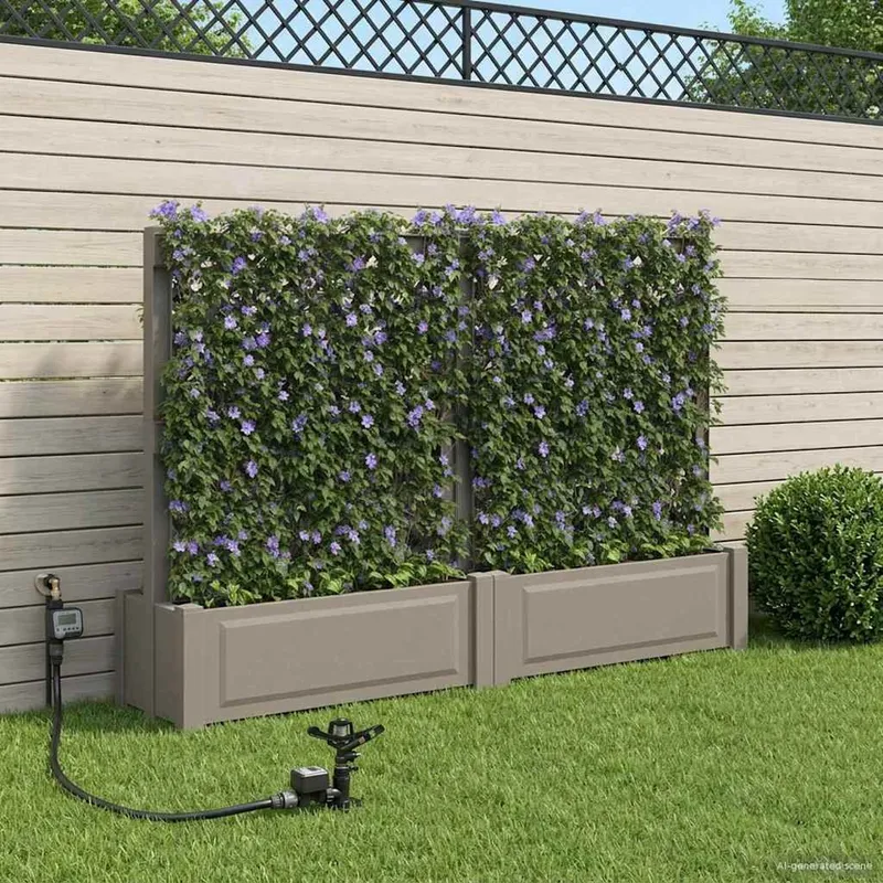 Grand pot avec trellis 2 pc PP Gris