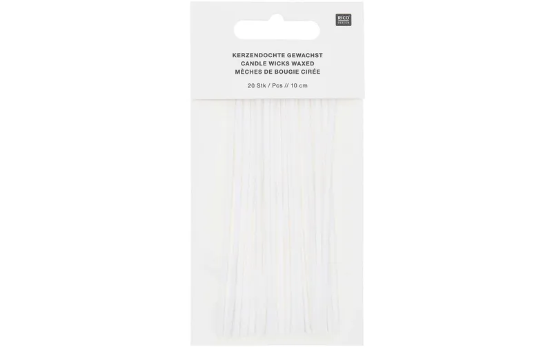 Rico Design Kerzendocht gewachst 10 cm, 20 pieces, Baumwolle