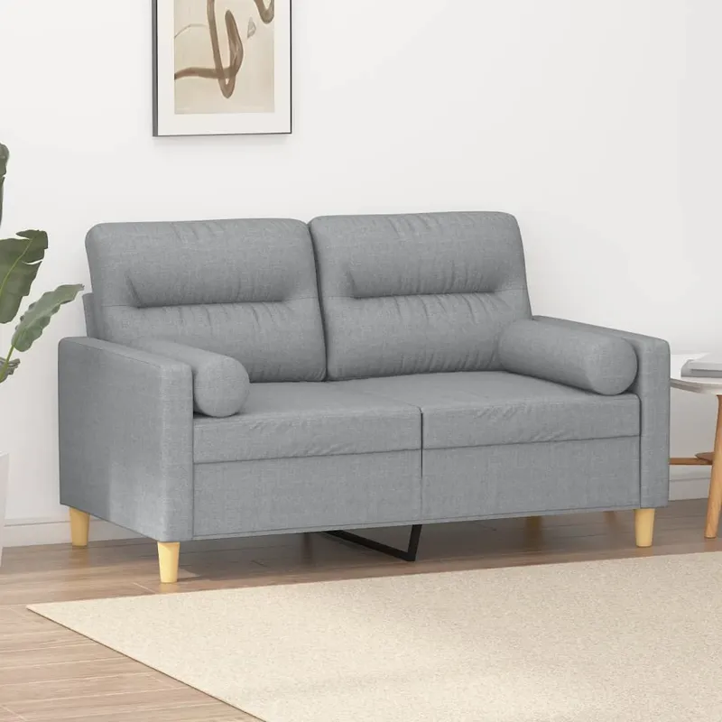 2-Sitzer-Sofa mit Zierkissen Hellgrau 120 cm tessuto