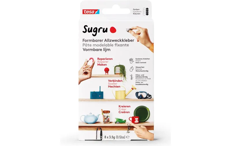 Sugru by Tesa Formbarer Allzweckkleber 8 x 3.5 g, noir & blanc