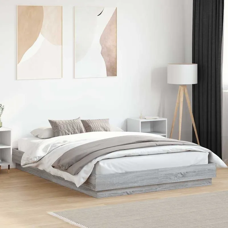 Bettgestell grigio Sonoma 150x200 cm derivato del legno