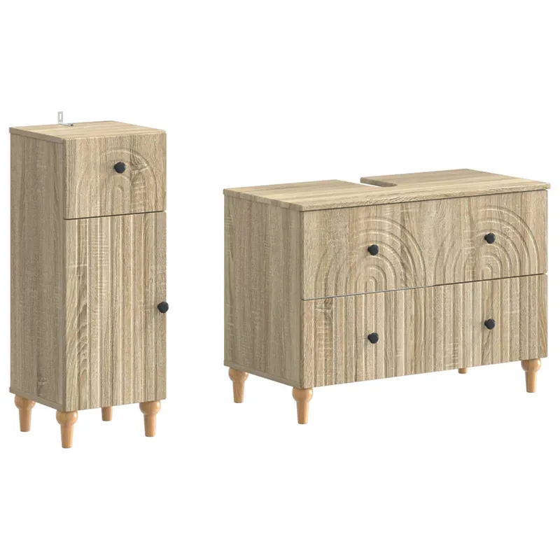 2-teiliges Badezimmer Schrank Set ALKMAAR Sonoma-Eiche