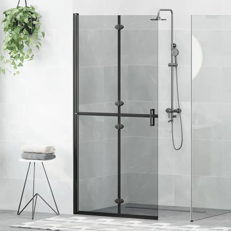 Paroi de douche à l'italienne Noir 90 x 6.5 x 190 cm