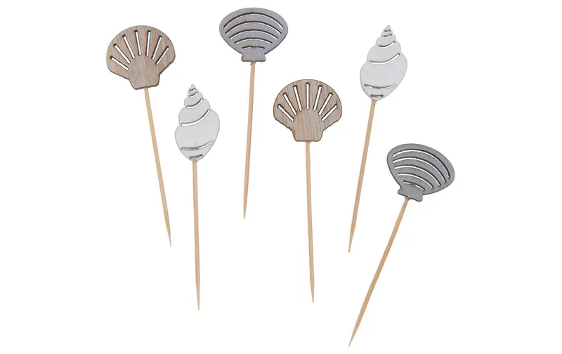 Rico Design Einweg-Party-Piekser Muscheln 6 pièces blanc