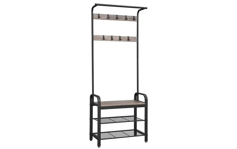 VASAGLE Garderobe mit Schuhablage 183 cm, grey/black