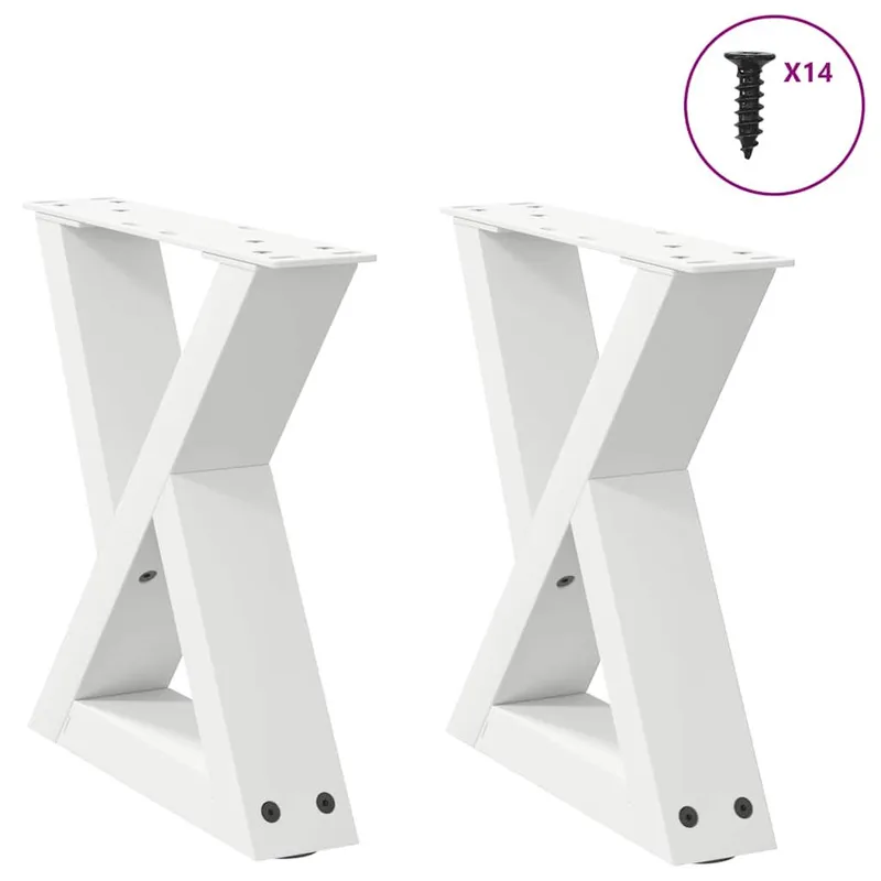 Pieds de table basse 2 pièces Blanc 30 x (30-31,3) cm Acier