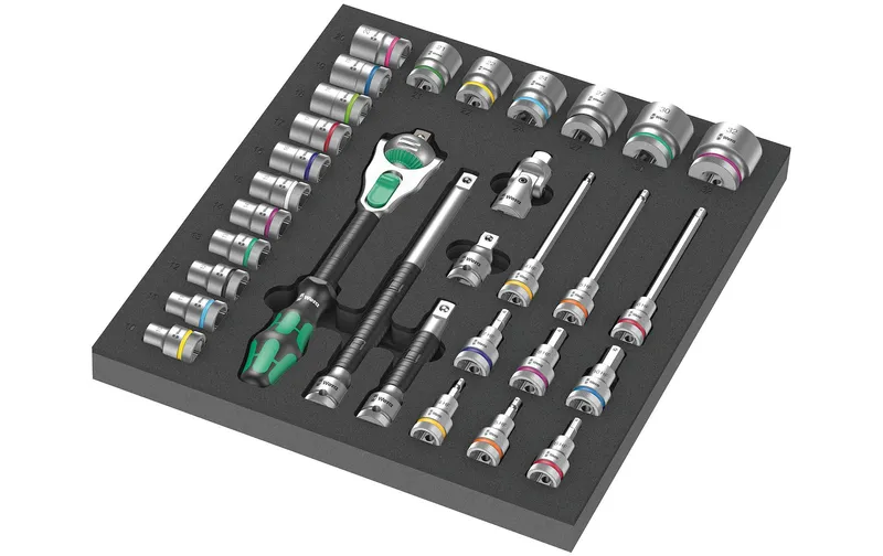 Wera Knarren-Satz 8000 C Zyklop 9722 Schaumtessutoeinlage, 31-tlg