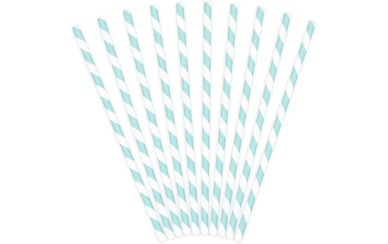 Partydeco Strohhalm 19.5 cm, 10 Stück, Hellblau/Weiss