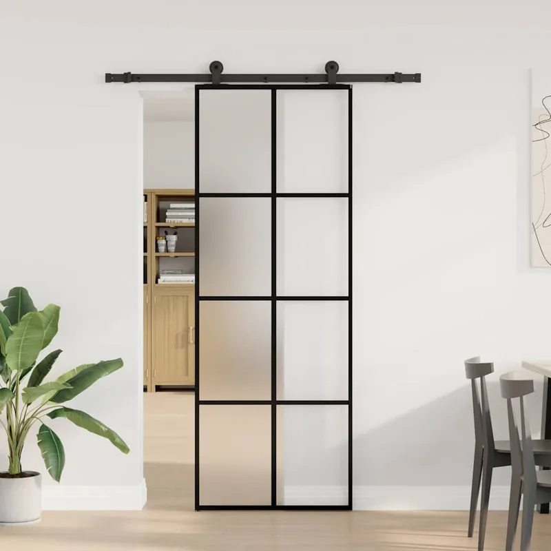 sliding door with Beschlag 76x205 cm ESG-glass & aluminium