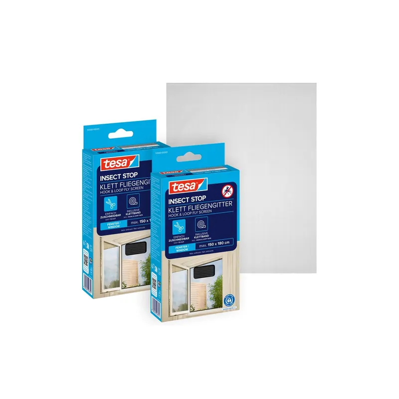 tesa Fliegengitter -Set Standard, 2x 1.5 m x 1.8 m, Anthrazit