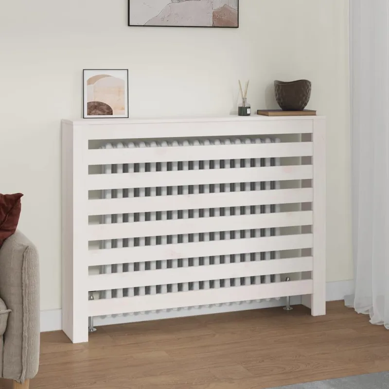 Heizkörperverkleidung bianco 108,5x19x84 cm legno massiccio pino