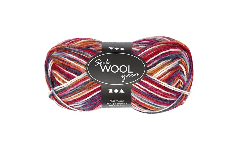 Creativ Company Wolle 50 g pour Socken, bleu/rouge