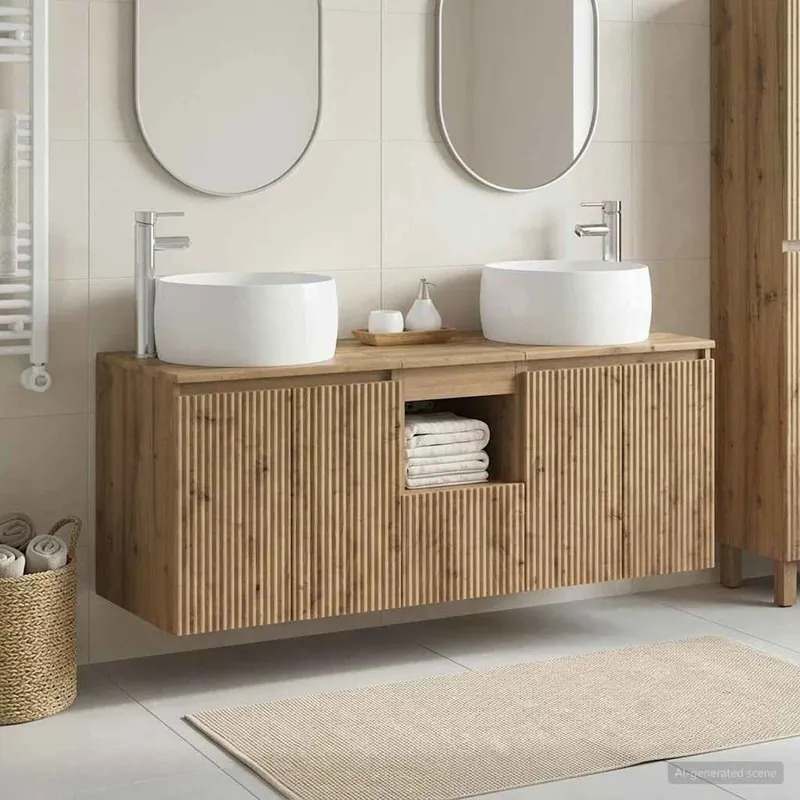 Badezimmerschrank-Set 3 Stk. Artisan-Eiche 49,5 x 44,5 x 66 cm