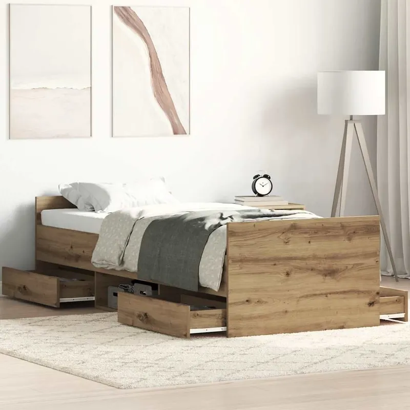 Bettgestell ohne Matratze Artisan-Eiche 90x190cm derivato del legno