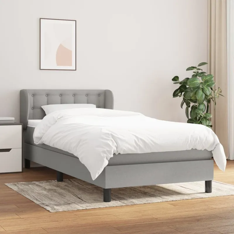 letto boxspring mit Matratze Hellgrau 100x200 cm tessuto