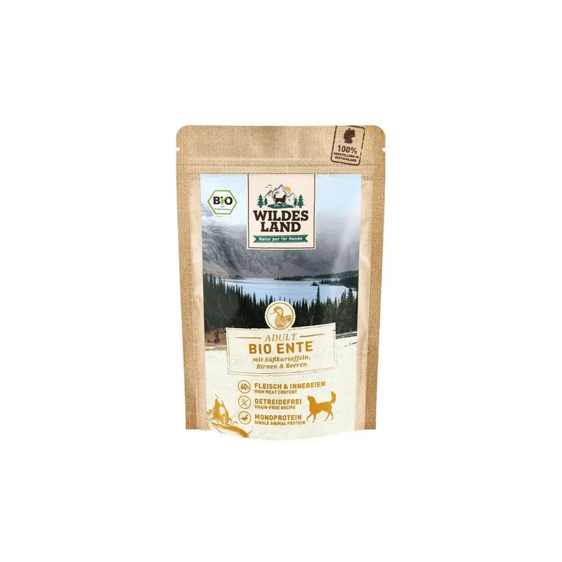 Wildes Land Nassfutter Ente mit Süsskartoffeln, Birnen & Beeren 10x125g
