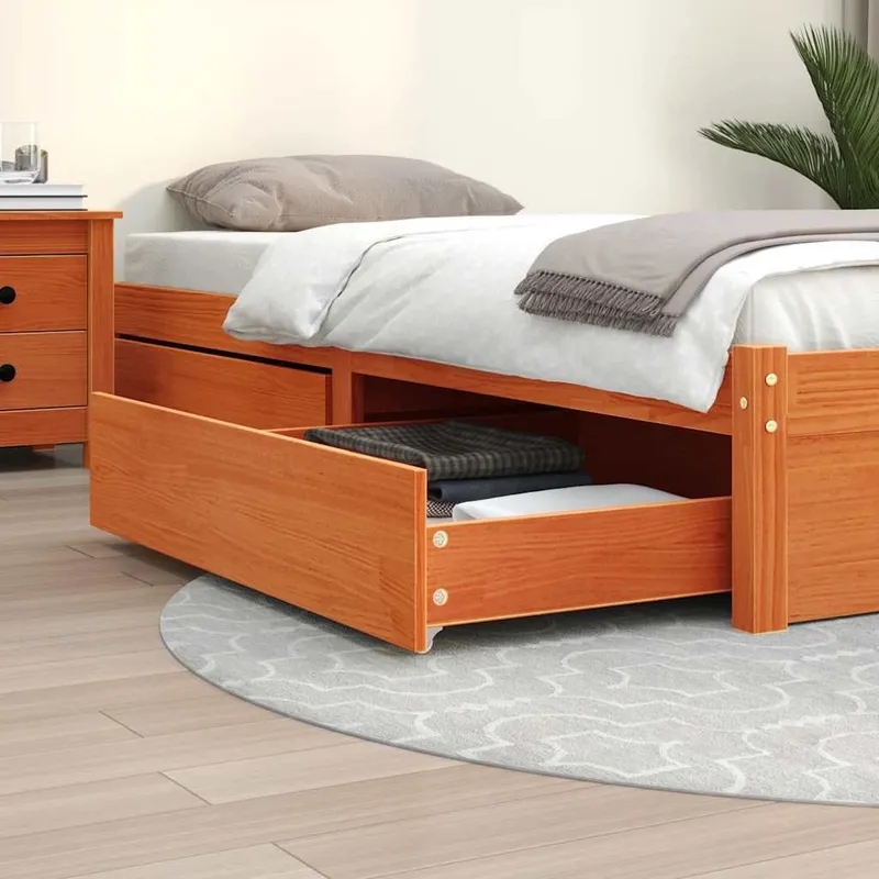 Bettschubladen 2 Stk. Wachsbraun legno massiccio pino