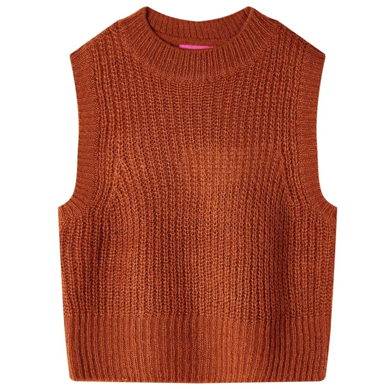 Gilet pull-over tricoté pour enfants cognac 104