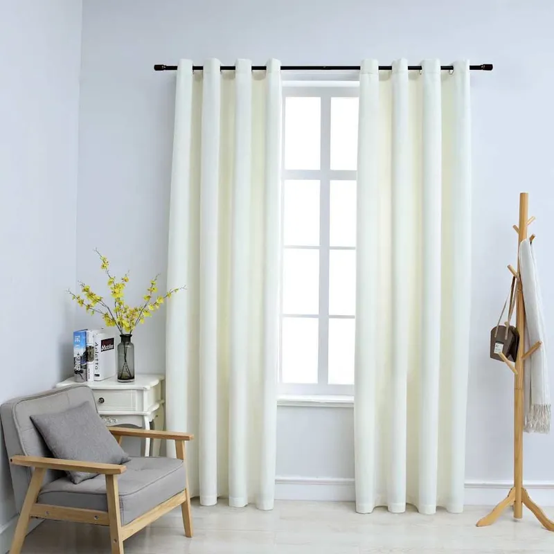 Verdunkelungsvorhänge con Ösen 2 pz. velluto crema 140x175 cm