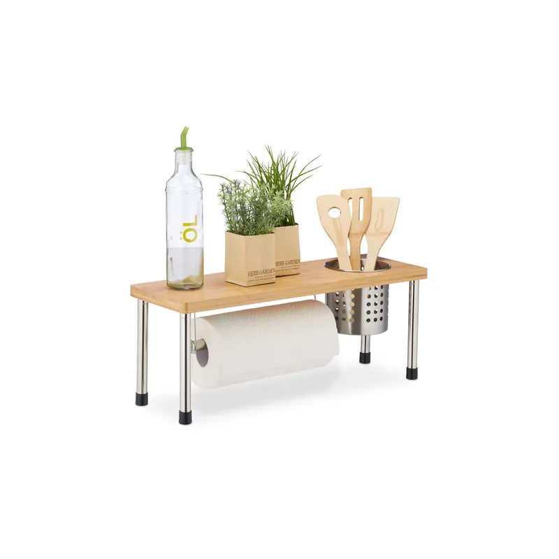 relaxdays Armadietto da cucina Nero/Marrone/Argento
