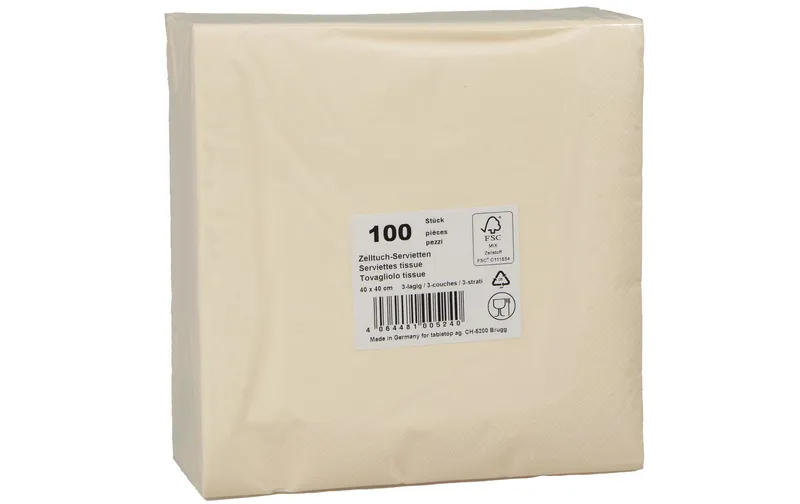 ELCO Papierservietten 40 cm x 40 cm, 100 pieces, Crème
