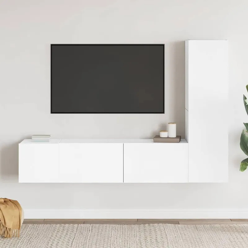3-tlg. TV-Schrank-Set bianco derivato del legno