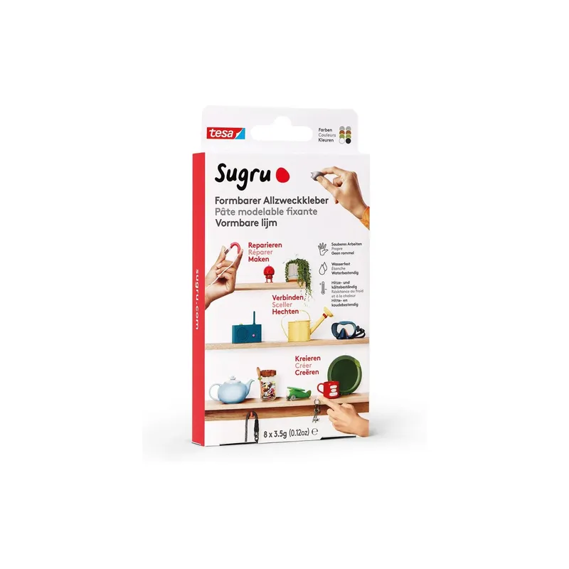 Sugru by Tesa Allzweckkleber 8 x 3.5 g, noir, blanc, vert, brun & gris
