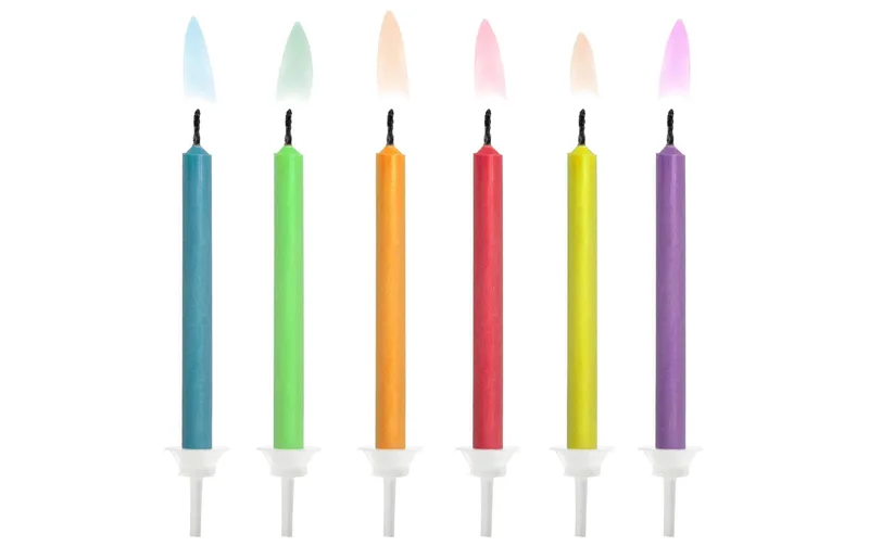 Partydeco Kerze bunte Flammen, 6 pieces