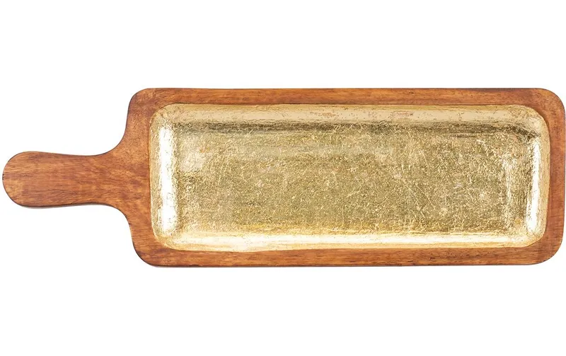 Kadastar Plateau de service Shine 40 x 12 cm, Marron/Or