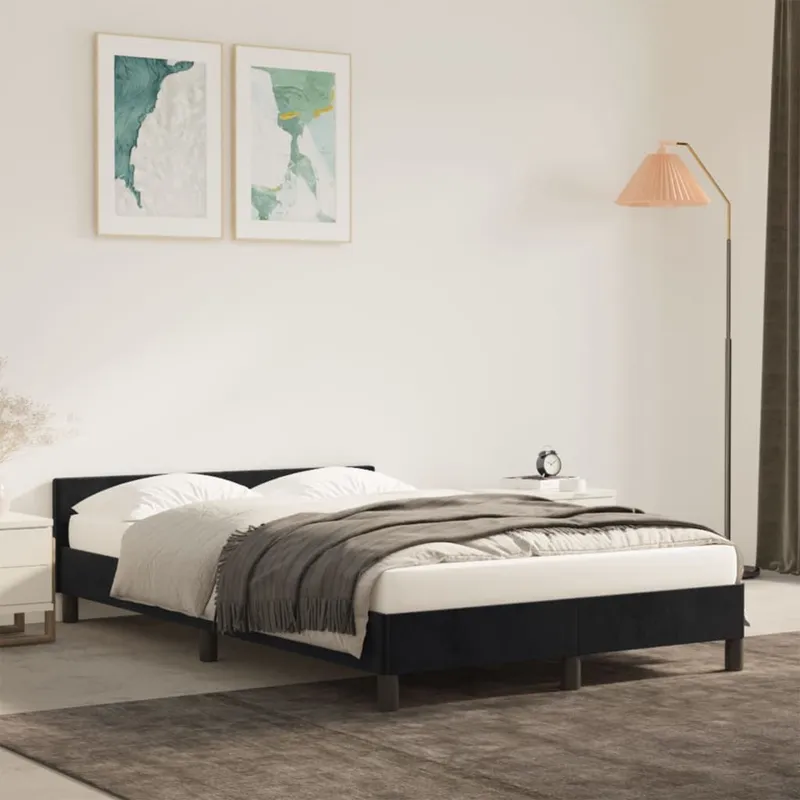 Struttura letto senza materasso Nero 120x190 cm Velluto