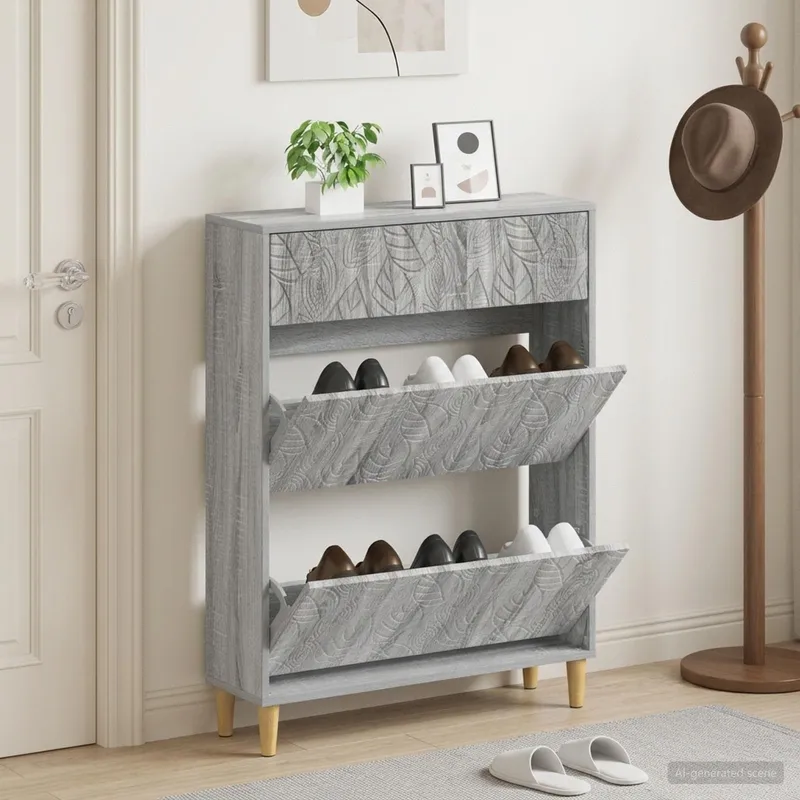 Schuhschrank DELFT 78 x 24 x 103 cm Holzwerkstoff Sonoma-Grau