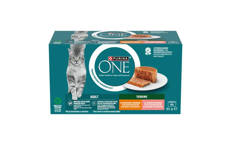 Purina ONE Nassfutter Adult Terrine con Huhn e Lachs 4 x 85 g
