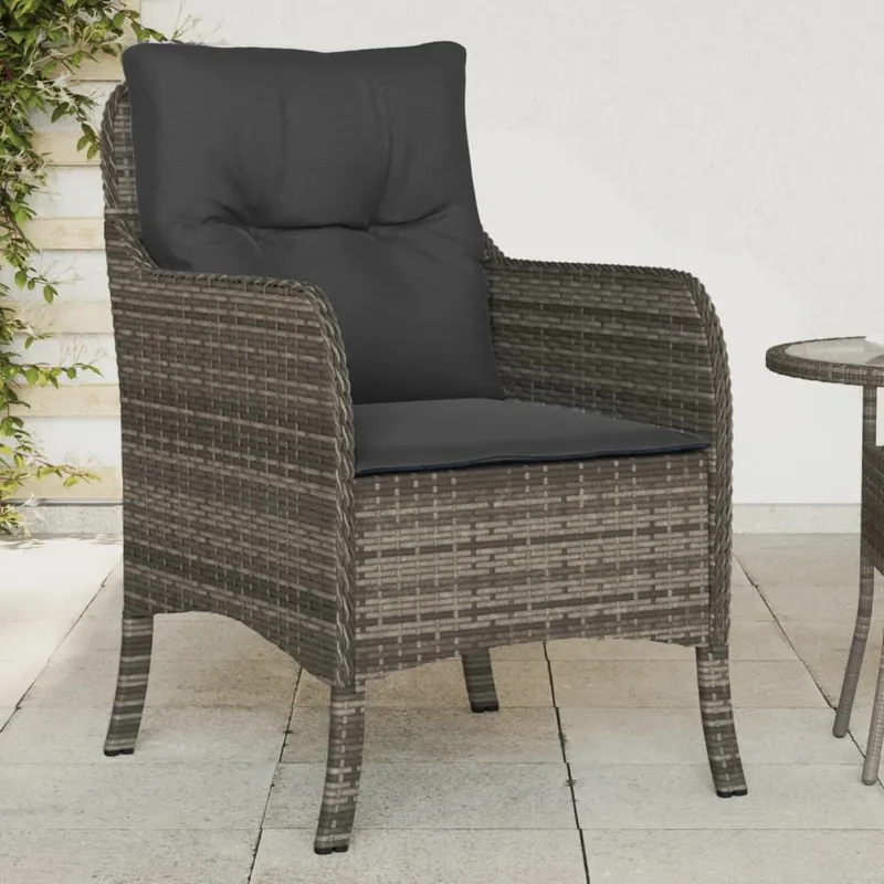 Gartenstühle mit Kissen 2 Stk. grigio Poly Rattan