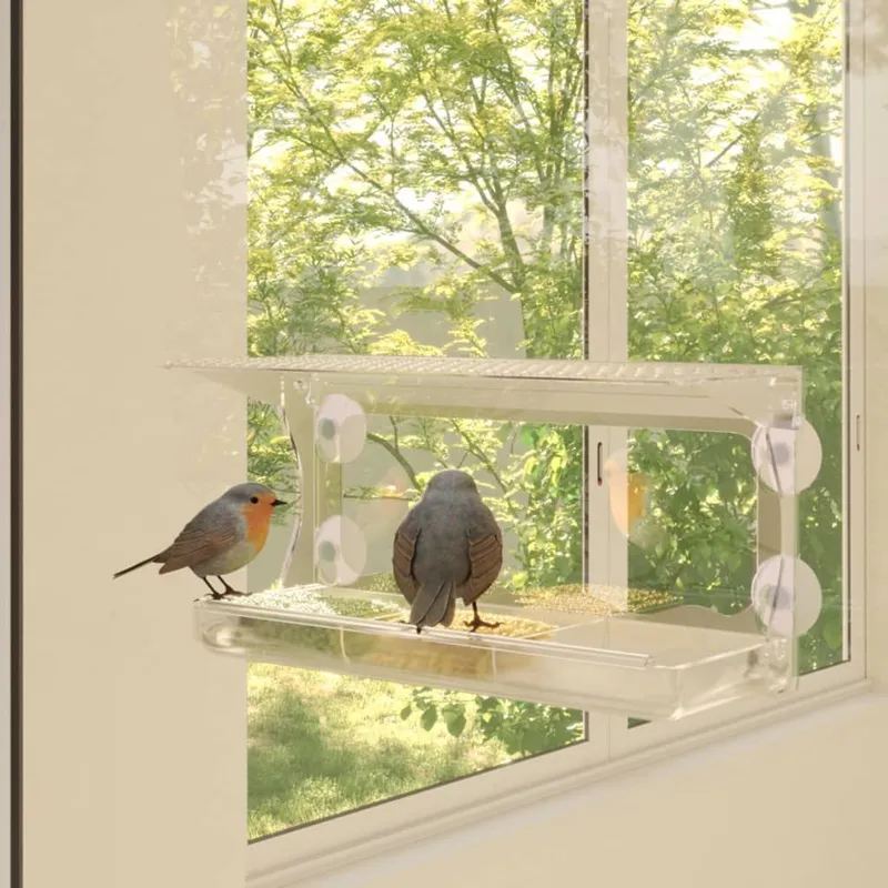Fenster-Futterstellen for Vögel 2 pcs Acryl 30x12x15 cm