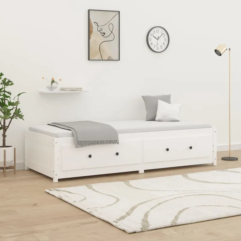 Lit de jour sans matelas blanc 90x200 cm bois de pin massif